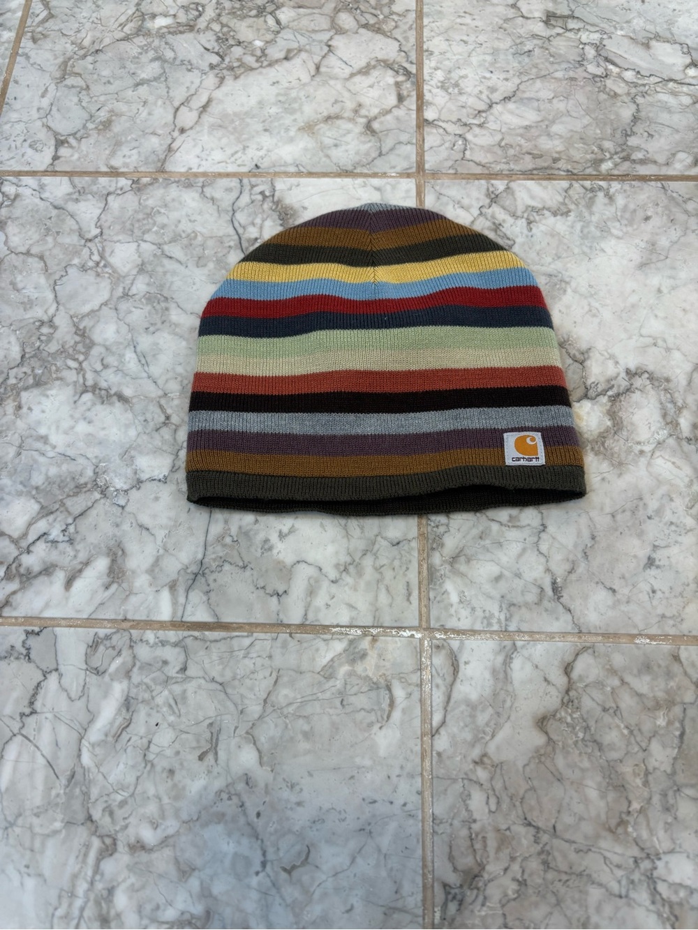 Carhartt Boy Winter Beanie Hat Multicolor Stripes Fleece Lined One Size Fit Most
